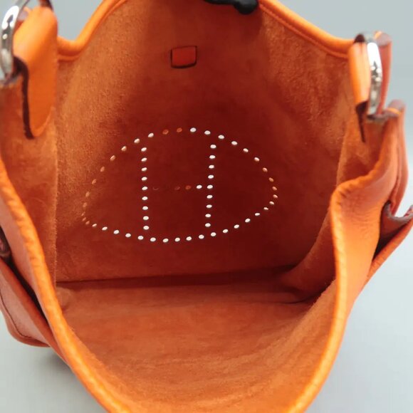 100% Authentic Hermes Evelyne Orange Leather Shoulder bag - Picture 10 of 12